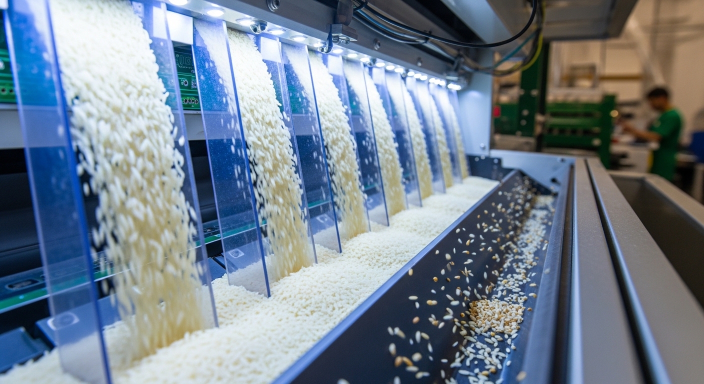 Grading and sorting rice grains